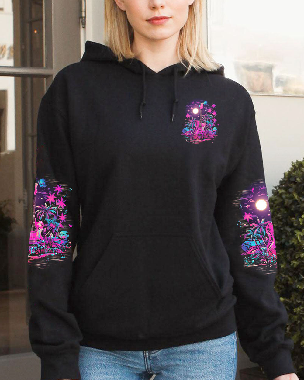 BLISSCORNERS FIND ME WHERE THE MUSIC MEETS THE OCEAN NEON ALL OVER PRINT