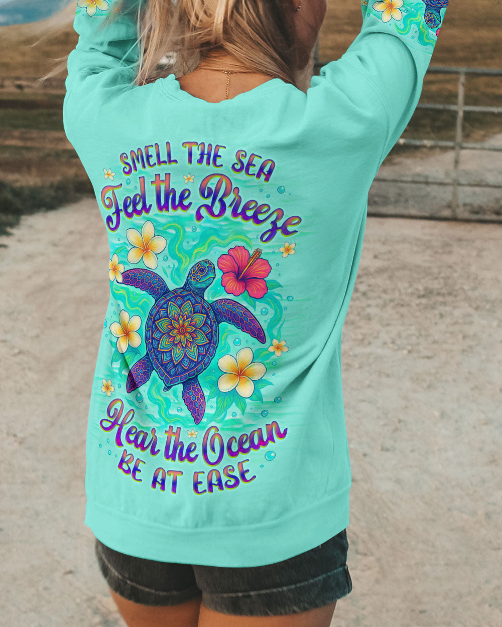 BLISSCORNERS SMELL THE SEA FEEL THE BREEZE TURTLE ALL OVER PRINT