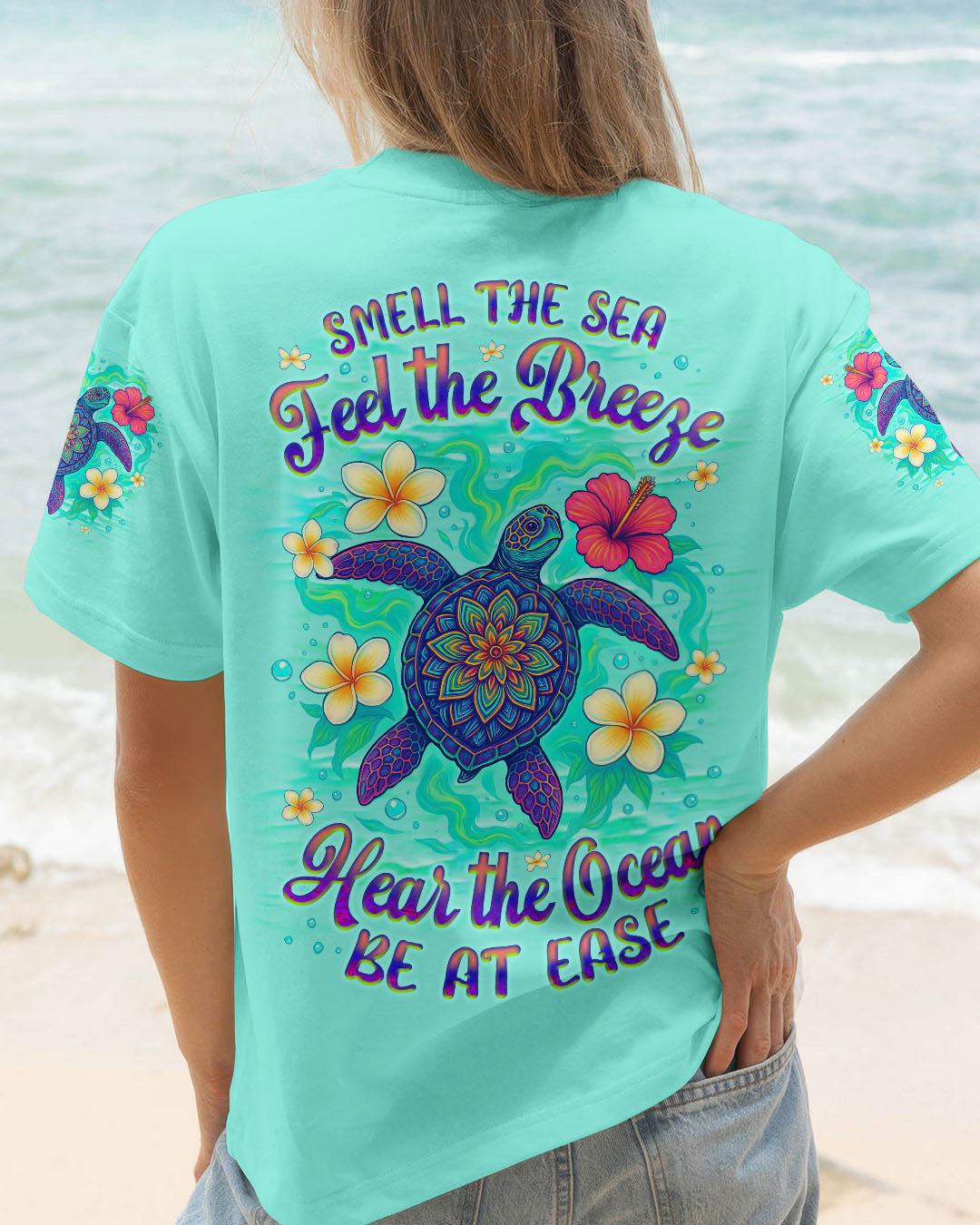 BLISSCORNERS SMELL THE SEA FEEL THE BREEZE TURTLE ALL OVER PRINT