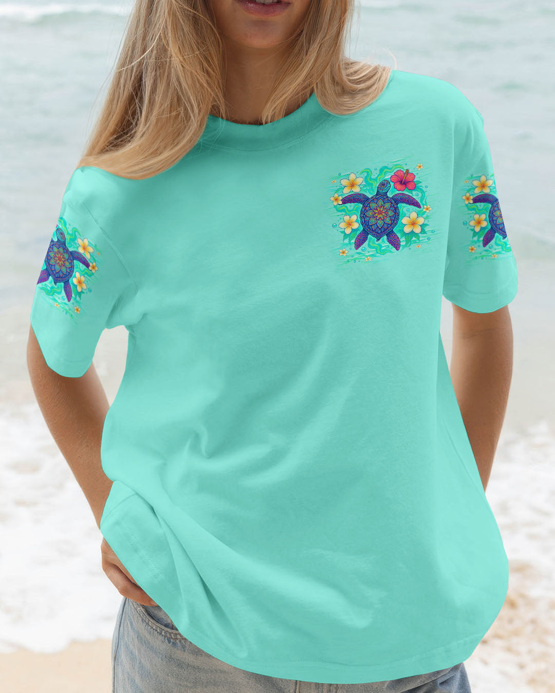 BLISSCORNERS SMELL THE SEA FEEL THE BREEZE TURTLE ALL OVER PRINT