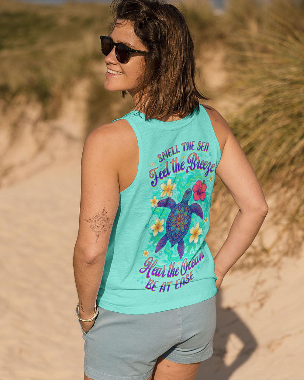 BLISSCORNERS SMELL THE SEA FEEL THE BREEZE TURTLE ALL OVER PRINT