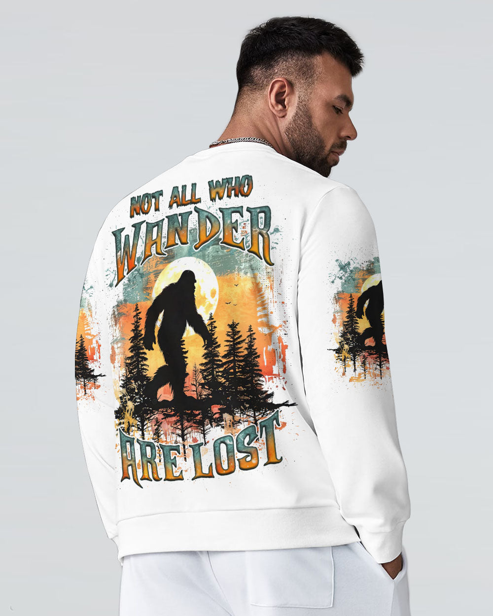 BLISSCORNERS NOT ALL WHO WANDER ARE LOST BIGFOOT  ALL OVER PRINT