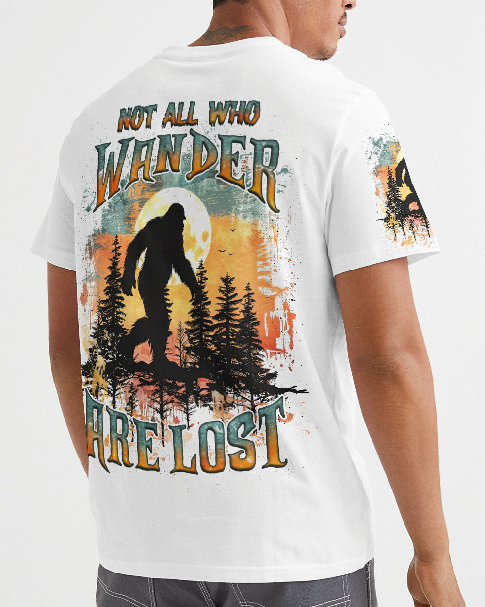 BLISSCORNERS NOT ALL WHO WANDER ARE LOST BIGFOOT  ALL OVER PRINT