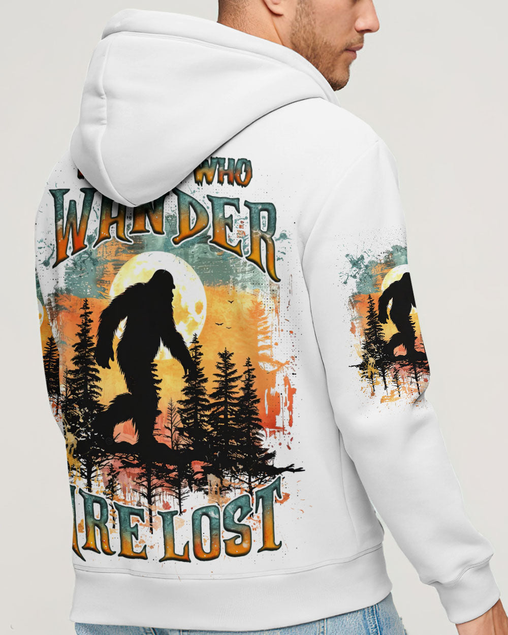BLISSCORNERS NOT ALL WHO WANDER ARE LOST BIGFOOT  ALL OVER PRINT