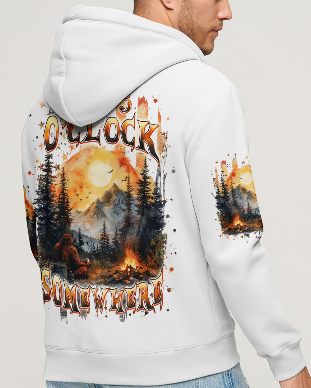 BLISSCORNERS IT'S 5 O'CLOCK SOMEWHERE BIGFOOT ALL OVER PRINT