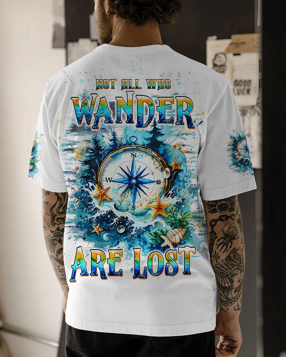BLISSCORNERS NOT ALL WHO WANDER ARE LOST COMPASS ALL OVER PRINT
