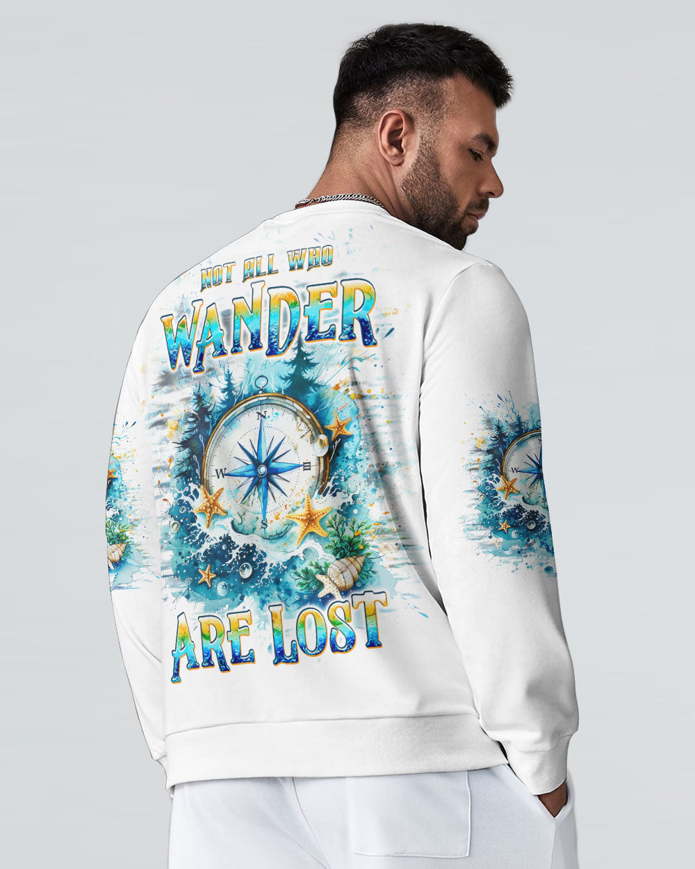 BLISSCORNERS NOT ALL WHO WANDER ARE LOST COMPASS ALL OVER PRINT