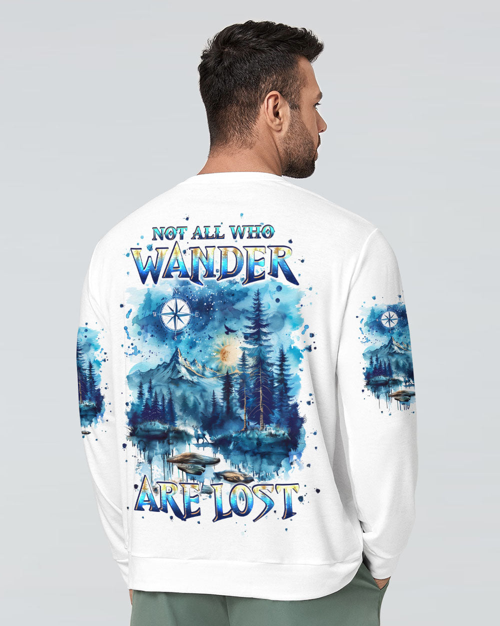 BLISSCORNERS NOT ALL WHO WANDER ARE LOST COMPASS ALL OVER PRINT