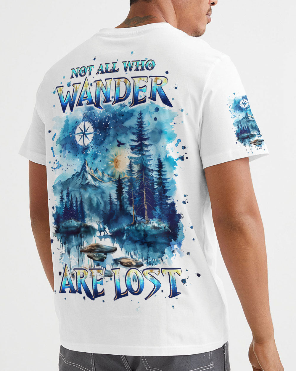 BLISSCORNERS NOT ALL WHO WANDER ARE LOST COMPASS ALL OVER PRINT
