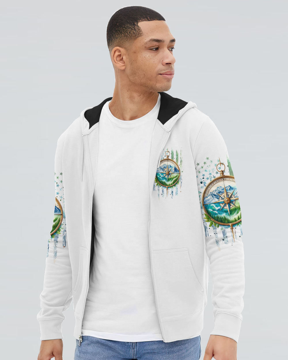 BLISSCORNERS BORN TO EXPLORE DESTINED TO BE WILD COMPASS ALL OVER PRINT