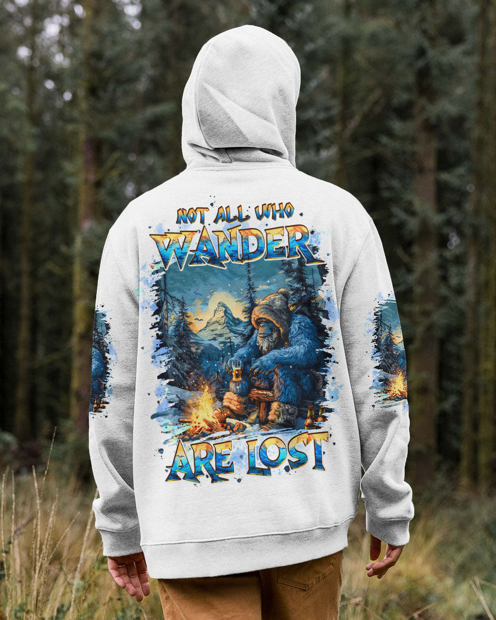 BLISSCORNERS NOT ALL WHO WANDER ARE LOST BIGFOOT ALL OVER PRINT