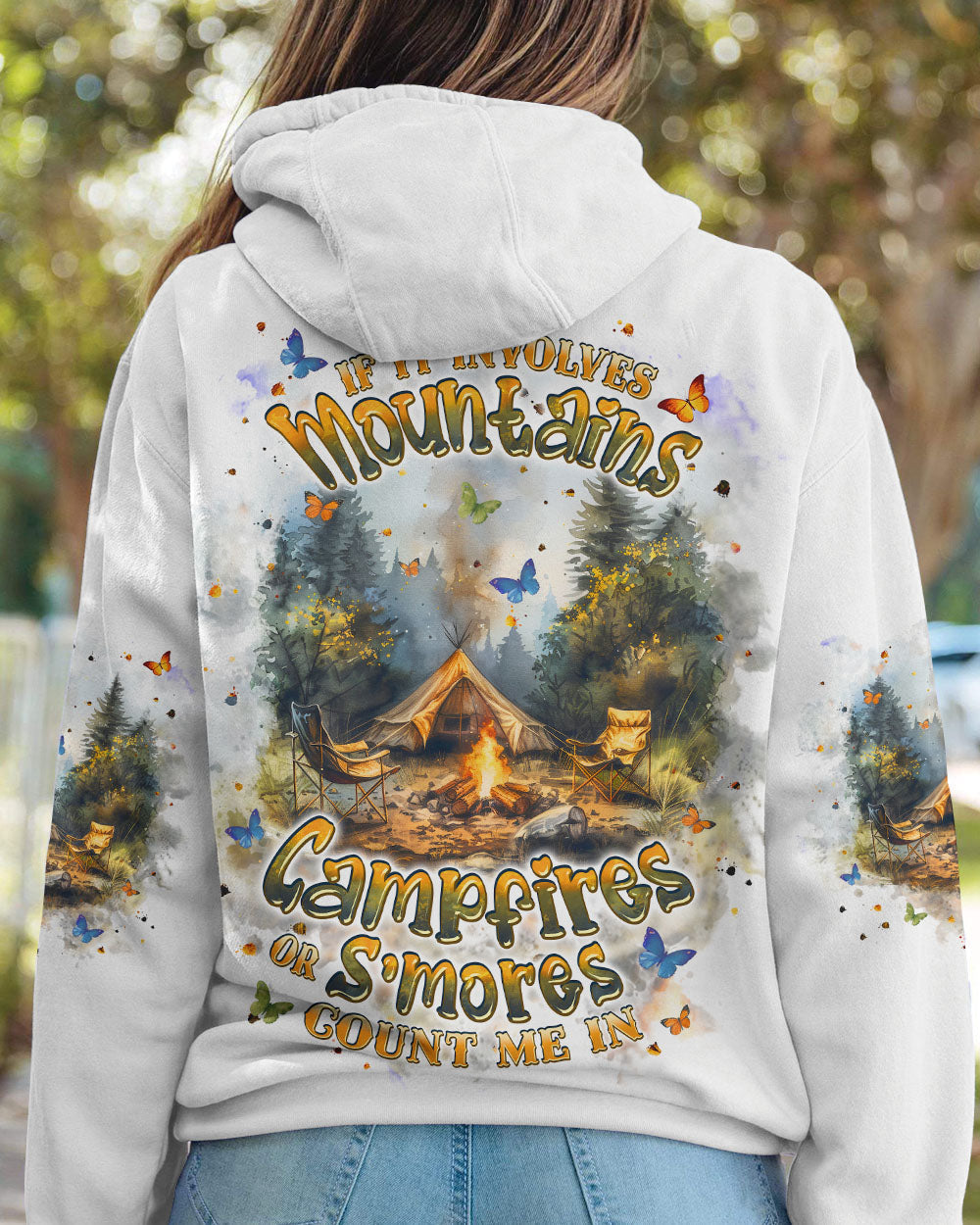 BLISSCORNERS IF IT INVOLVES MOUNTAINS CAMPFIRES ALL OVER PRINT