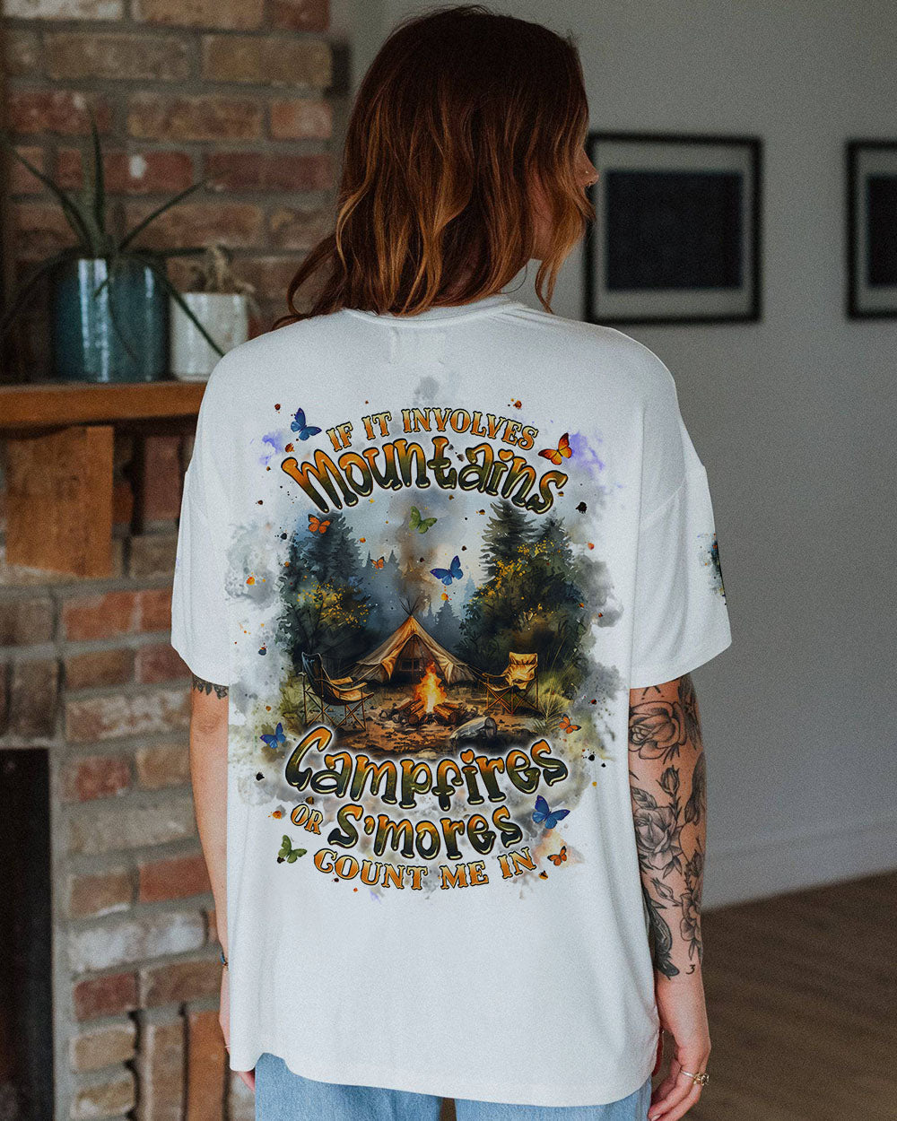 BLISSCORNERS IF IT INVOLVES MOUNTAINS CAMPFIRES ALL OVER PRINT