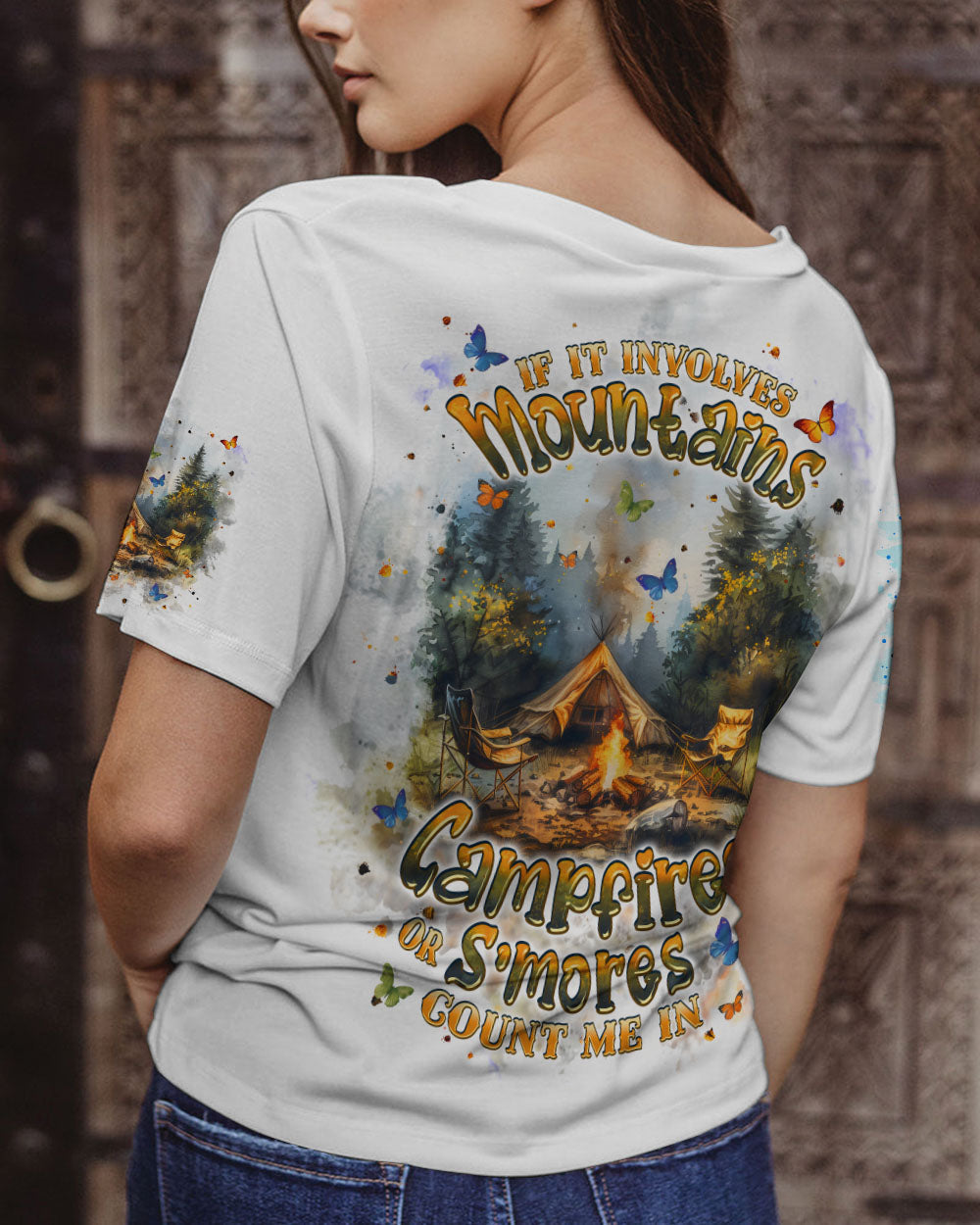 BLISSCORNERS IF IT INVOLVES MOUNTAINS CAMPFIRES ALL OVER PRINT