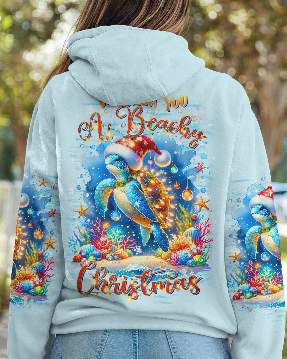 BLISSCORNERS WE WISH YOU A BEACHY CHRISTMAS TURTLE ALL OVER PRINT