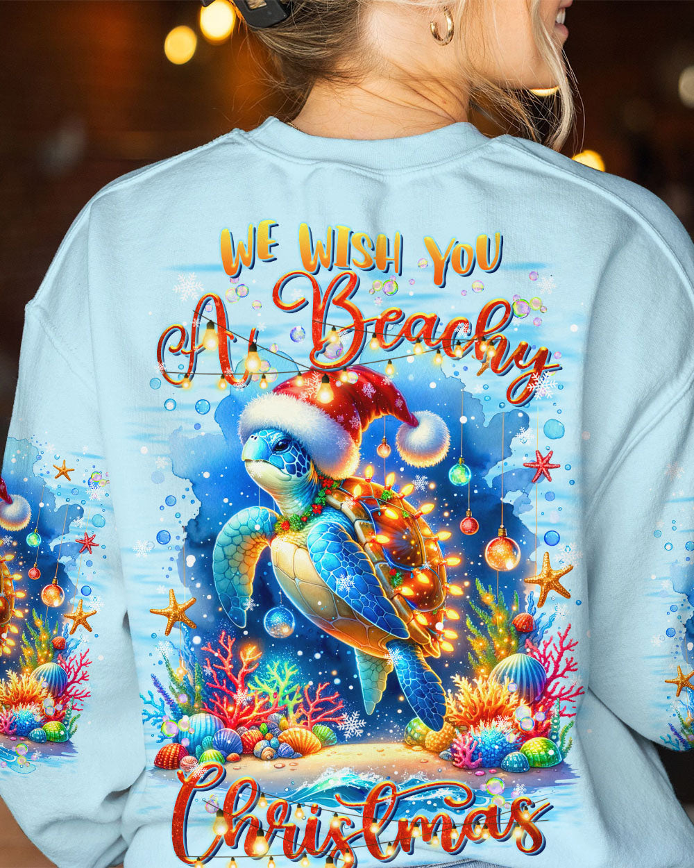 BLISSCORNERS WE WISH YOU A BEACHY CHRISTMAS TURTLE ALL OVER PRINT