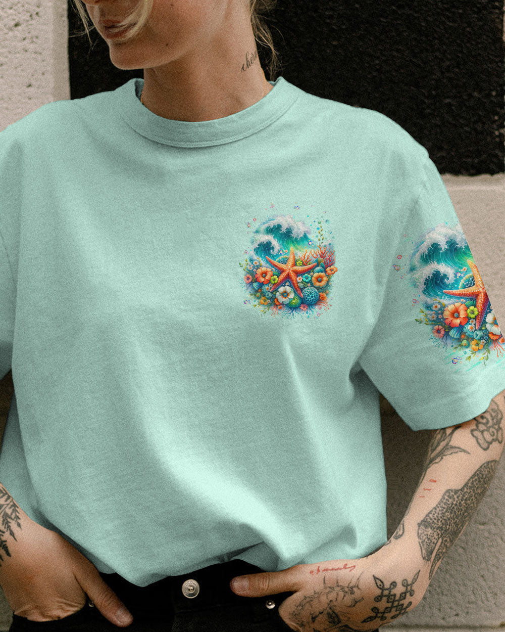 BLISSCORNERS SALTWATER HEALS EVERYTHING STARFISH ALL OVER PRINT