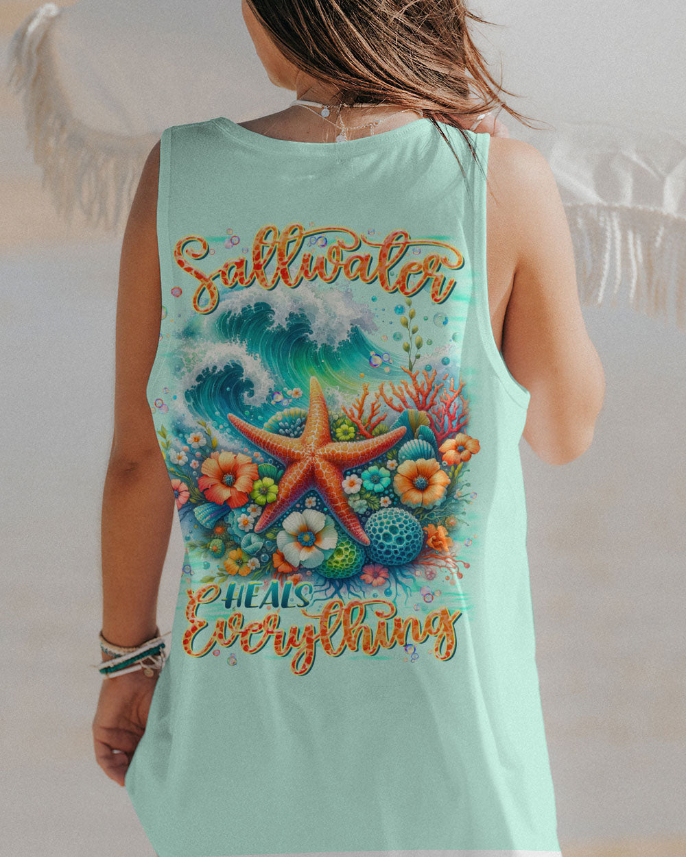 BLISSCORNERS SALTWATER HEALS EVERYTHING STARFISH ALL OVER PRINT