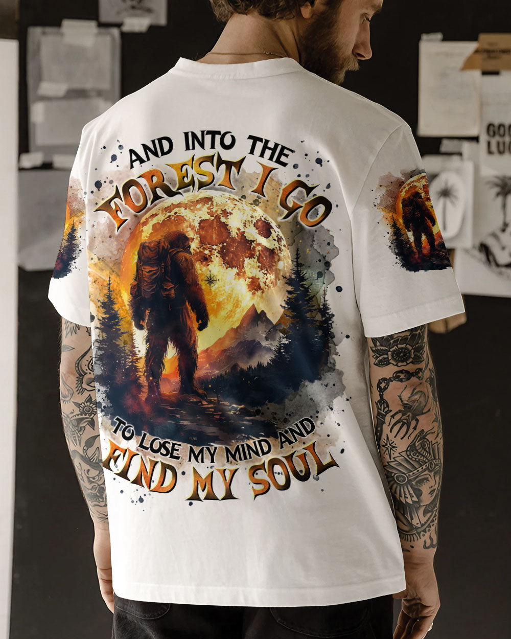 BLISSCORNERS AND INTO THE FOREST I GO BIGFOOT ALL OVER PRINT