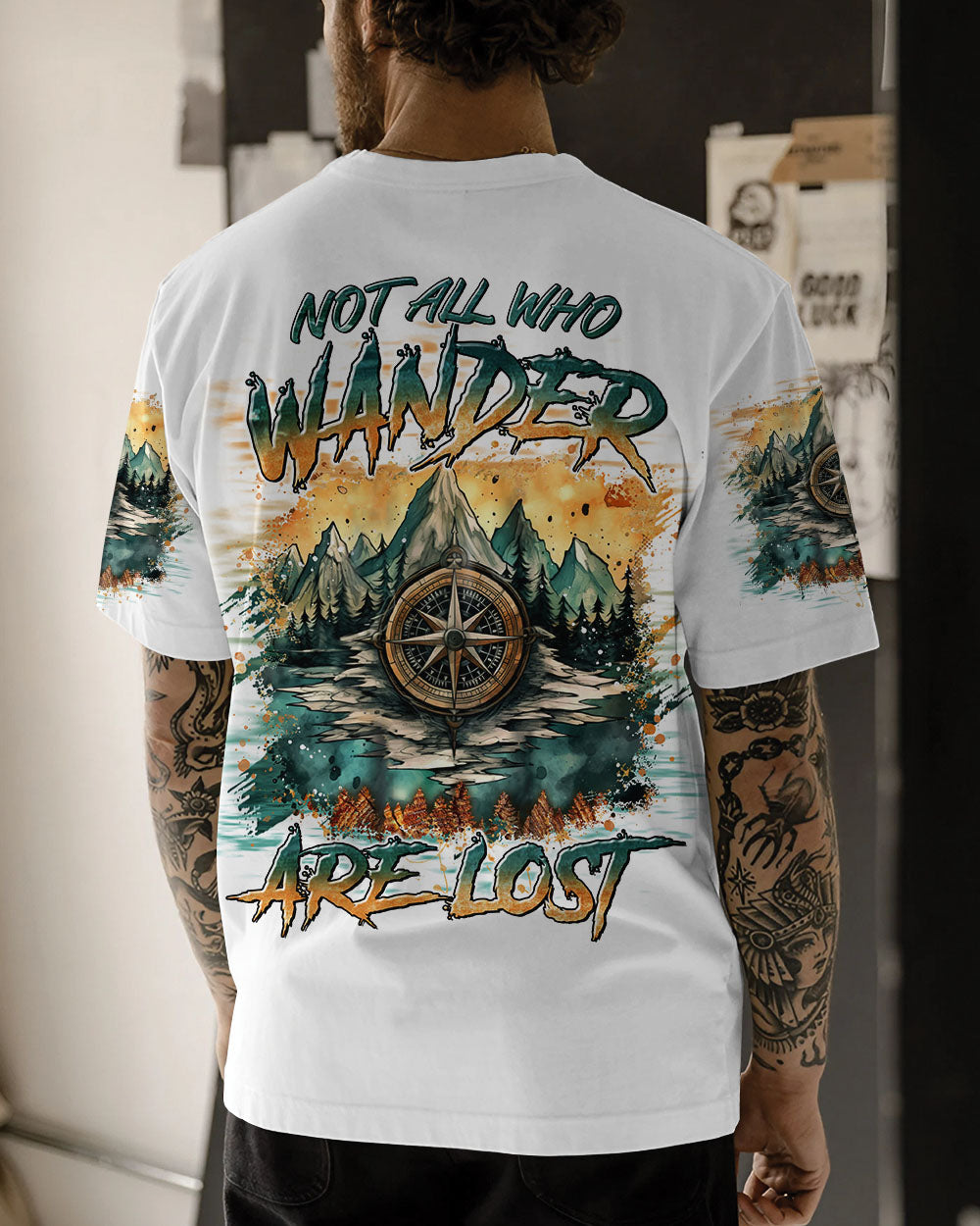 BLISSCORNERS NOT ALL WHO WANDER ARE LOST COMPASS ALL OVER PRINT