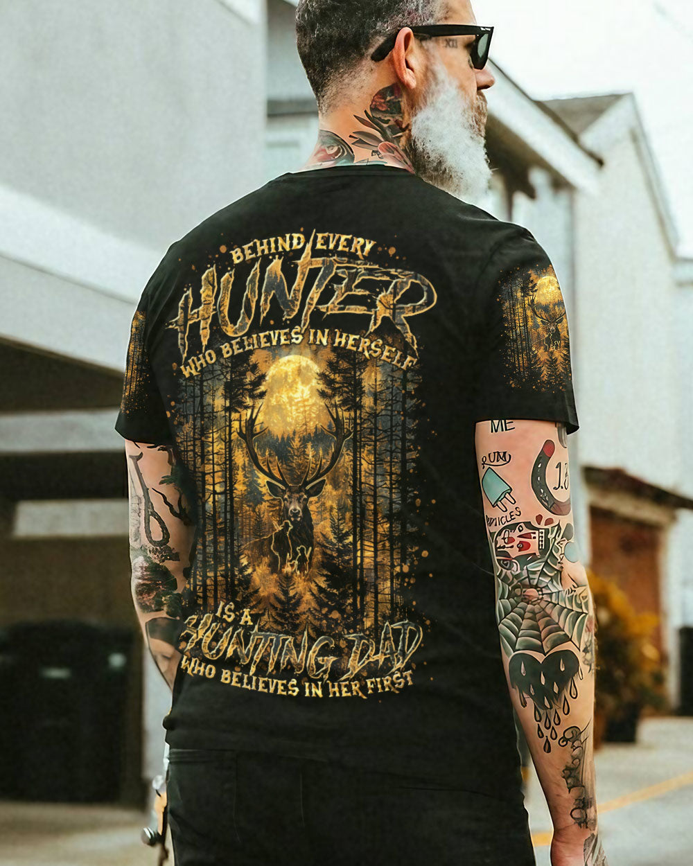 BLISSCORNERS BEHIND EVERY HUNTER HUNTING DEER ALL OVER PRINT