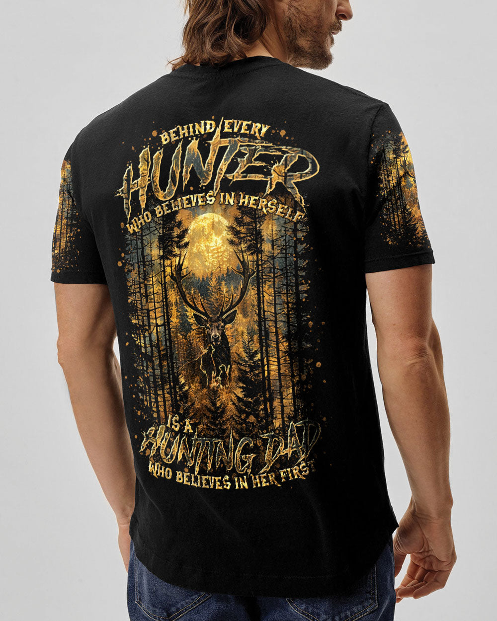 BLISSCORNERS BEHIND EVERY HUNTER HUNTING DEER ALL OVER PRINT