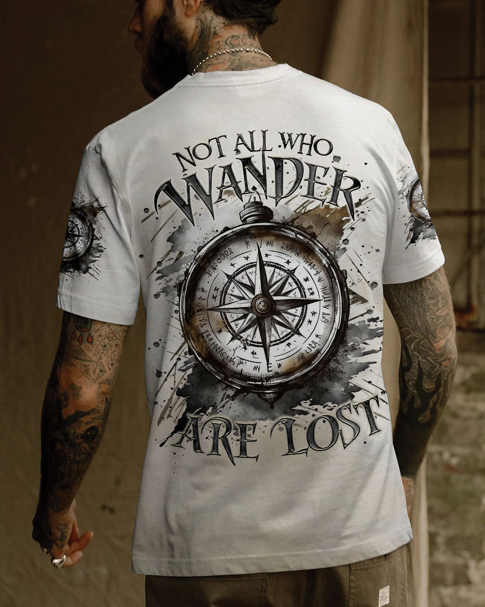 BLISSCORNERS NOT ALL WHO WANDER ARE LOST COMPASS ALL OVER PRINT