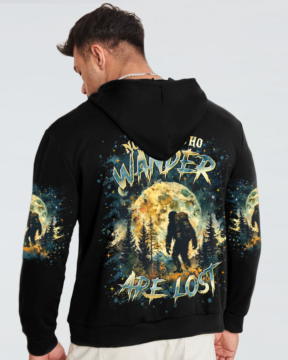 BLISSCORNERS NOT ALL WHO WANDER ARE LOST BIGFOOT ALL OVER PRINT
