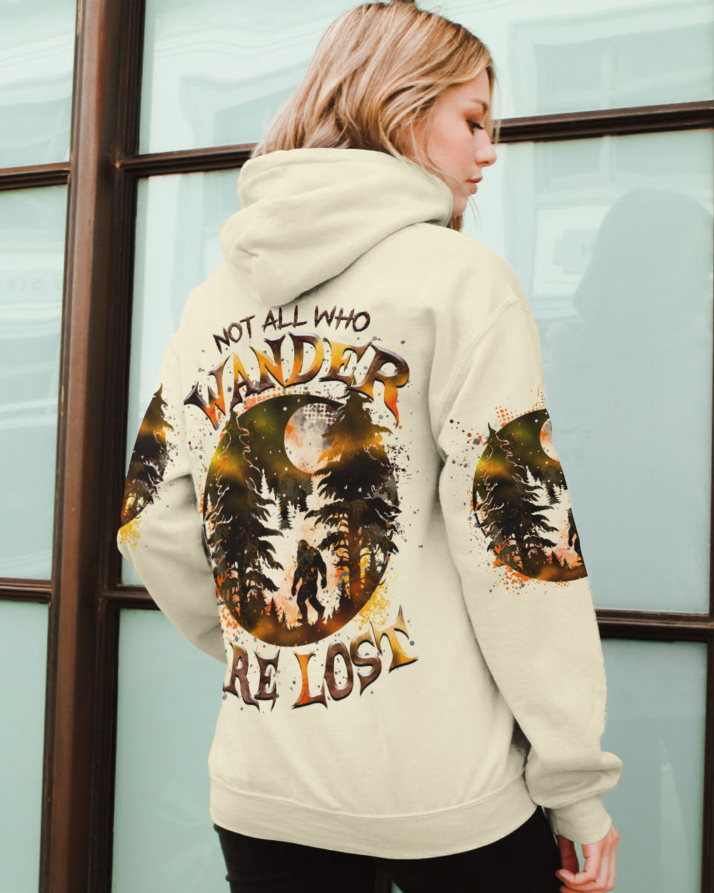 BLISSCORNERS NOT ALL WHO WANDER ARE LOST BIGFOOT MOON ALL OVER PRINT