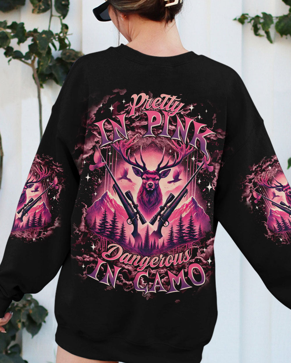 BLISSCORNERS PRETTY IN PINK HUNTING DEER ALL OVER PRINT