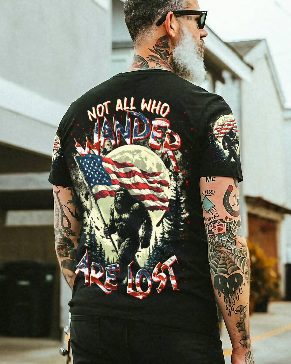 BLISSCORNERS NOT ALL WHO WANDER ARE LOST BIGFOOT ALL OVER PRINT