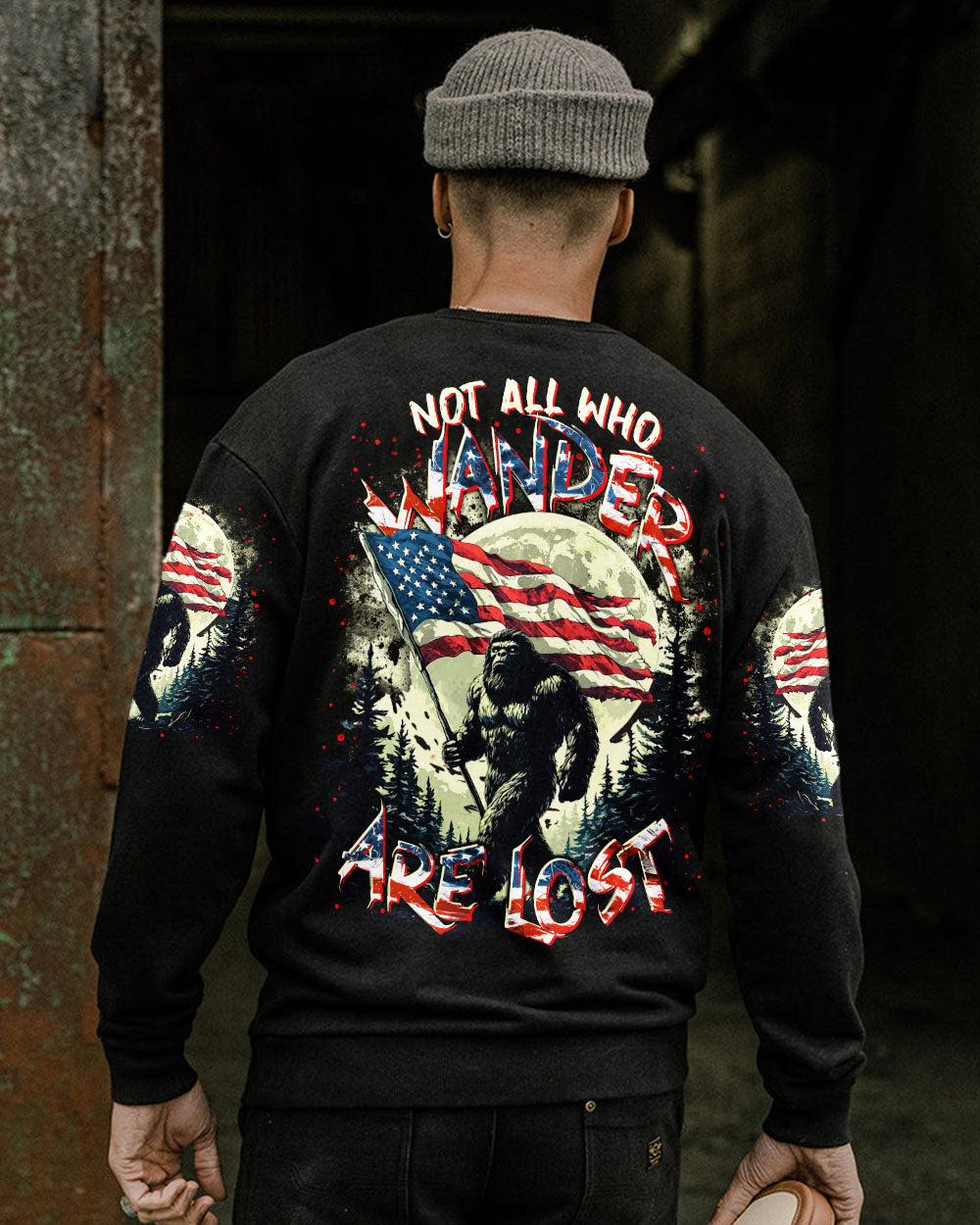 BLISSCORNERS NOT ALL WHO WANDER ARE LOST BIGFOOT ALL OVER PRINT