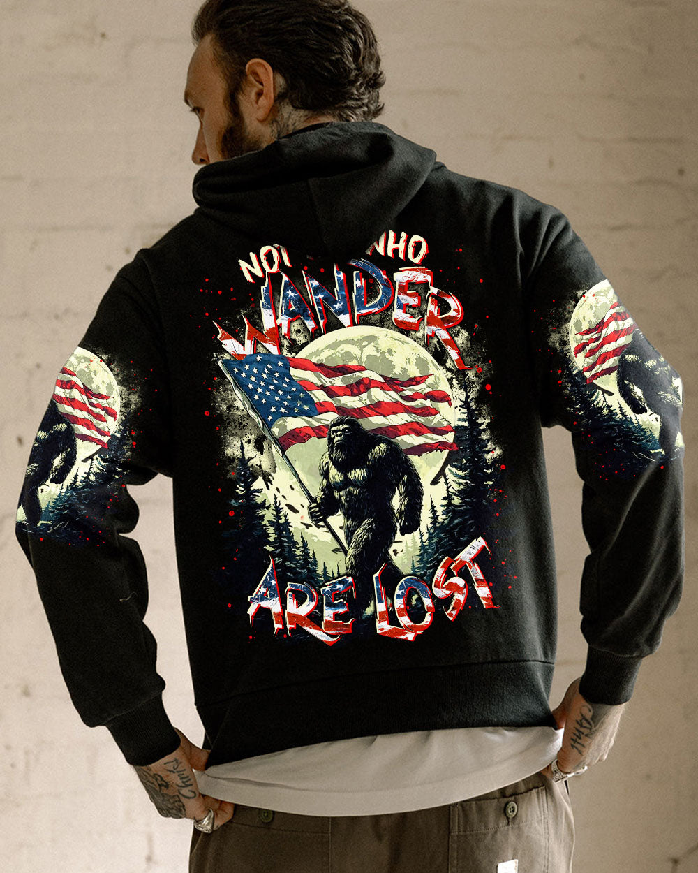 BLISSCORNERS NOT ALL WHO WANDER ARE LOST BIGFOOT ALL OVER PRINT