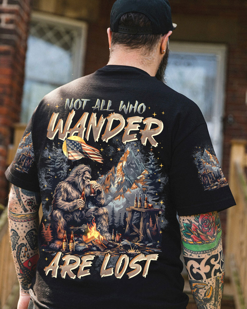 BLISSCORNERS NOT ALL WHO WANDER ARE LOST BIGFOOT ALL OVER PRINT