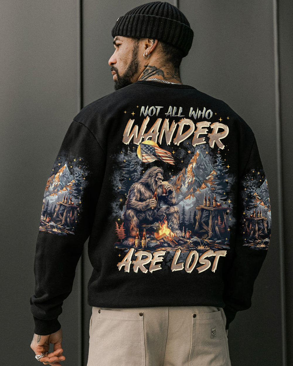 BLISSCORNERS NOT ALL WHO WANDER ARE LOST BIGFOOT ALL OVER PRINT