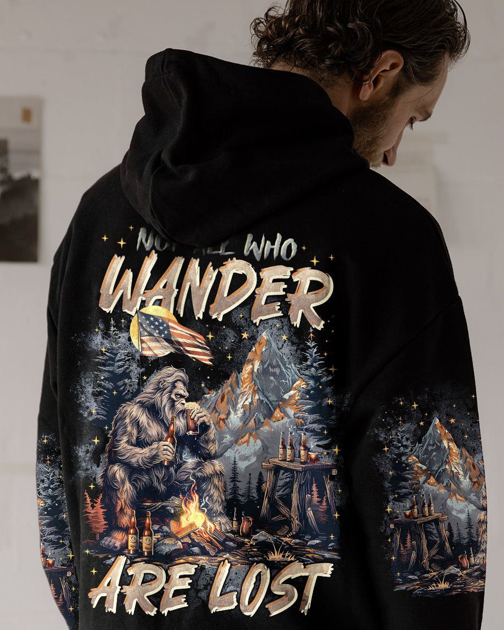 BLISSCORNERS NOT ALL WHO WANDER ARE LOST BIGFOOT ALL OVER PRINT