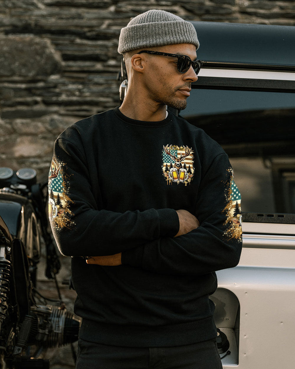 BLISSCORNERS SHOOTING DEERS AND DRINKING BEERS ALL OVER PRINT