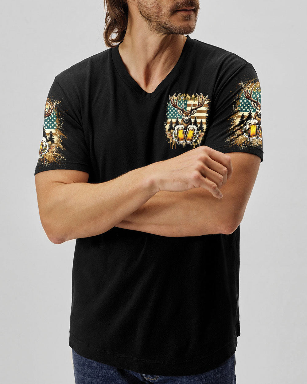 BLISSCORNERS SHOOTING DEERS AND DRINKING BEERS ALL OVER PRINT