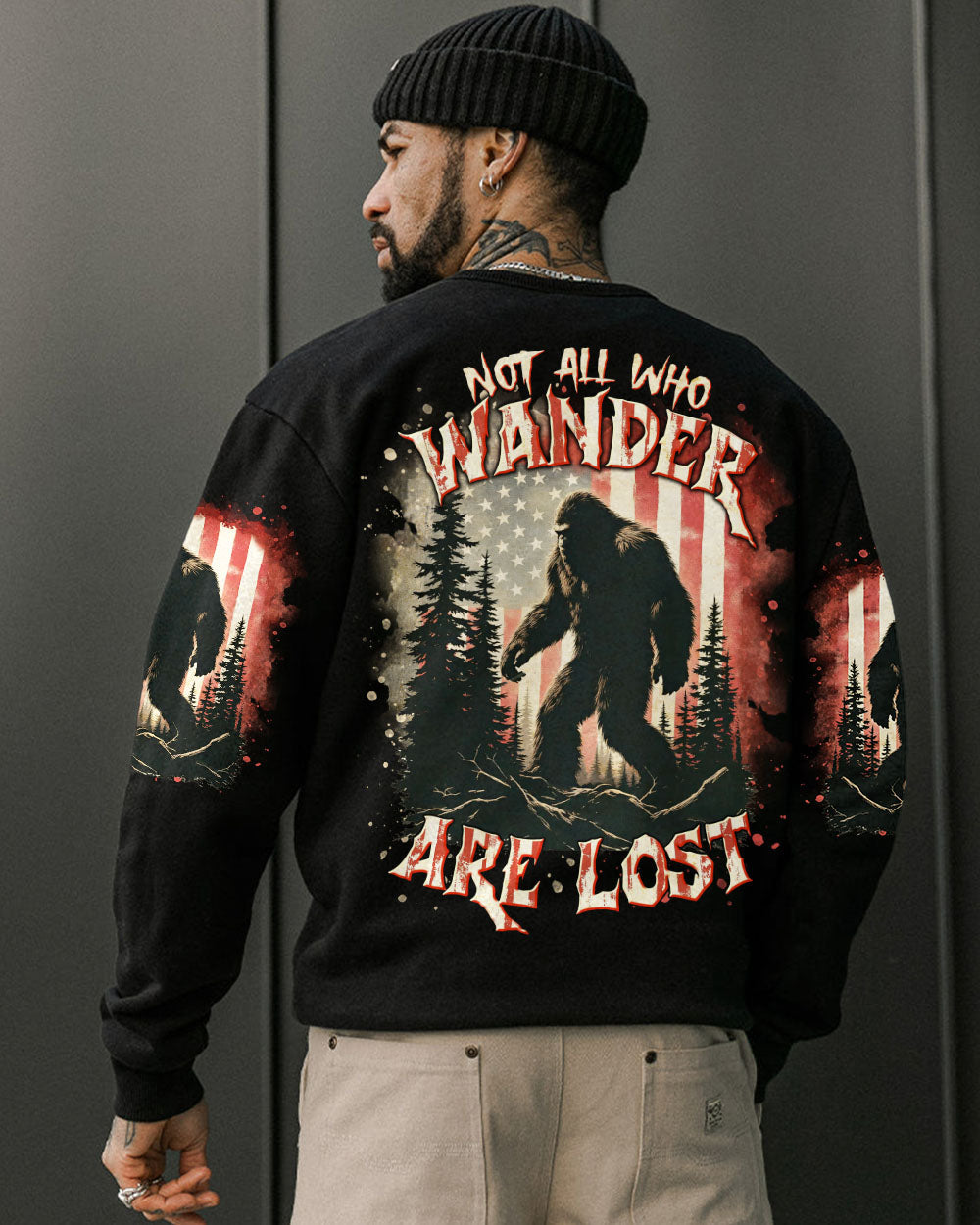 BLISSCORNERS NOT ALL WHO WANDER ARE LOST BIGFOOT ALL OVER PRINT