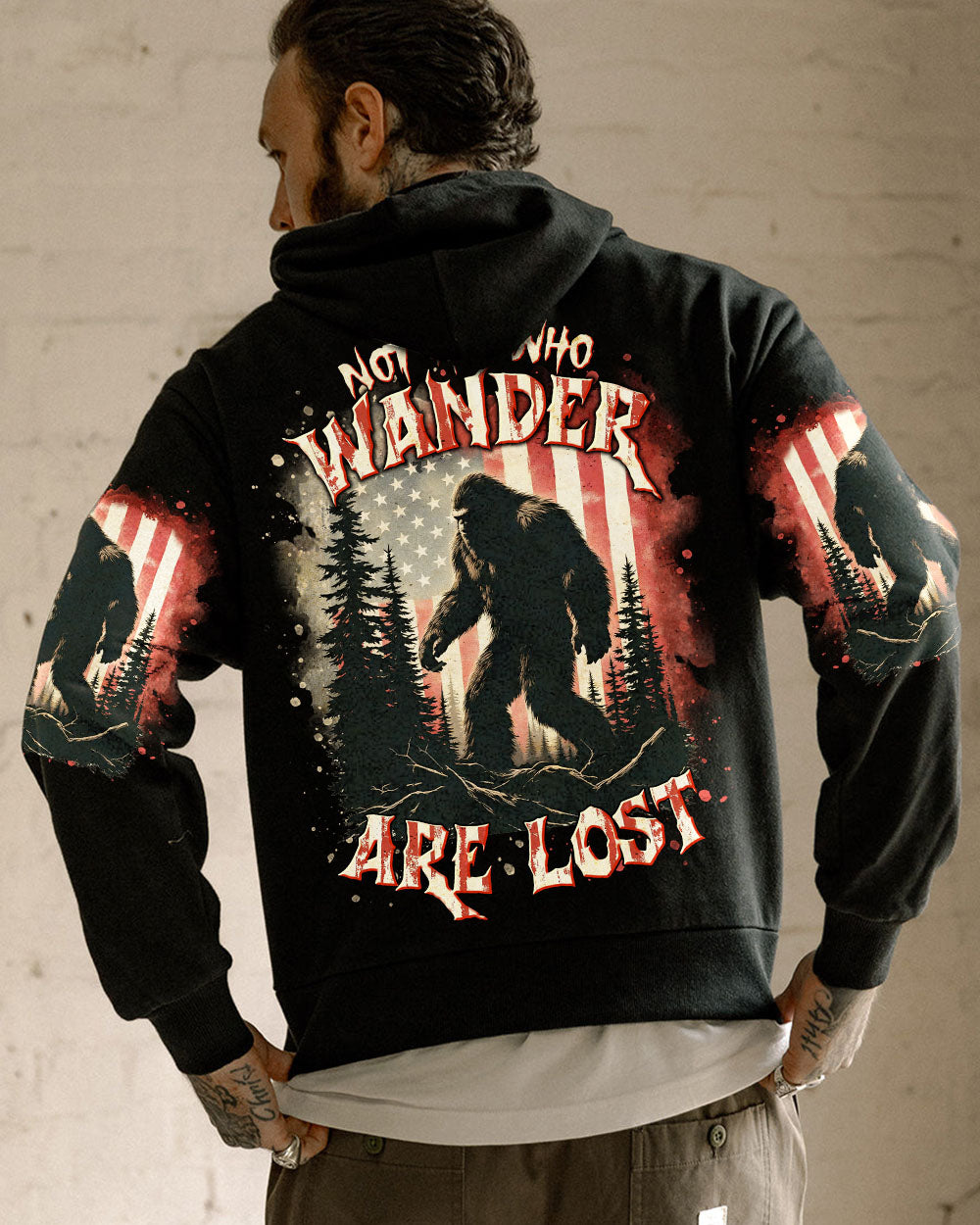BLISSCORNERS NOT ALL WHO WANDER ARE LOST BIGFOOT ALL OVER PRINT