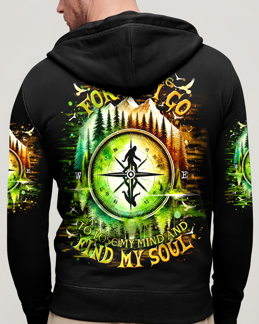 BLISSCORNERS AND INTO THE FOREST I GO BIGFOOT ALL OVER PRINT