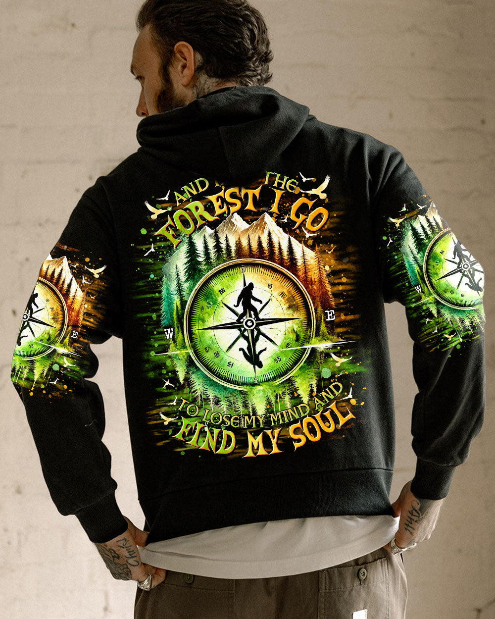 BLISSCORNERS AND INTO THE FOREST I GO BIGFOOT ALL OVER PRINT