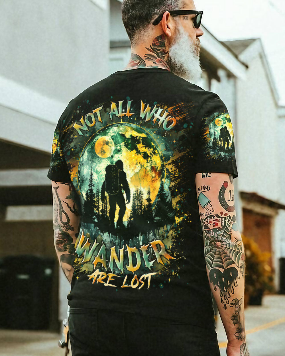 BLISSCORNERS NOT ALL WHO WANDER ARE LOST  BIGFOOT ALL OVER PRINT