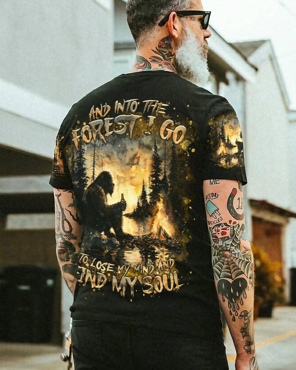 BLISSCORNERS AND INTO THE FOREST I GO BIGFOOT ALL OVER PRINT