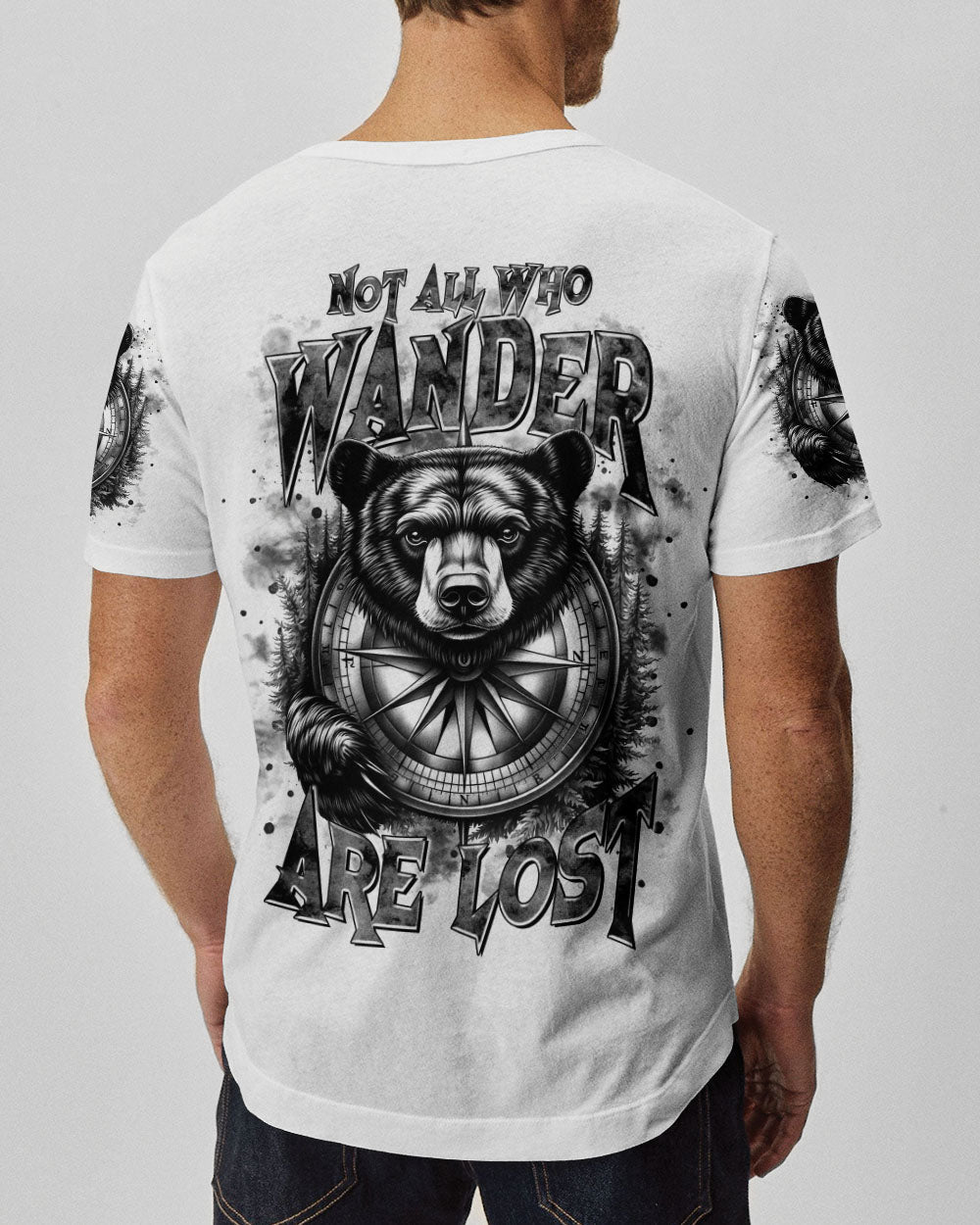 BLISSCORNERS NOT ALL WHO WANDER ARE LOST BEAR COMPASS ALL OVER PRINT