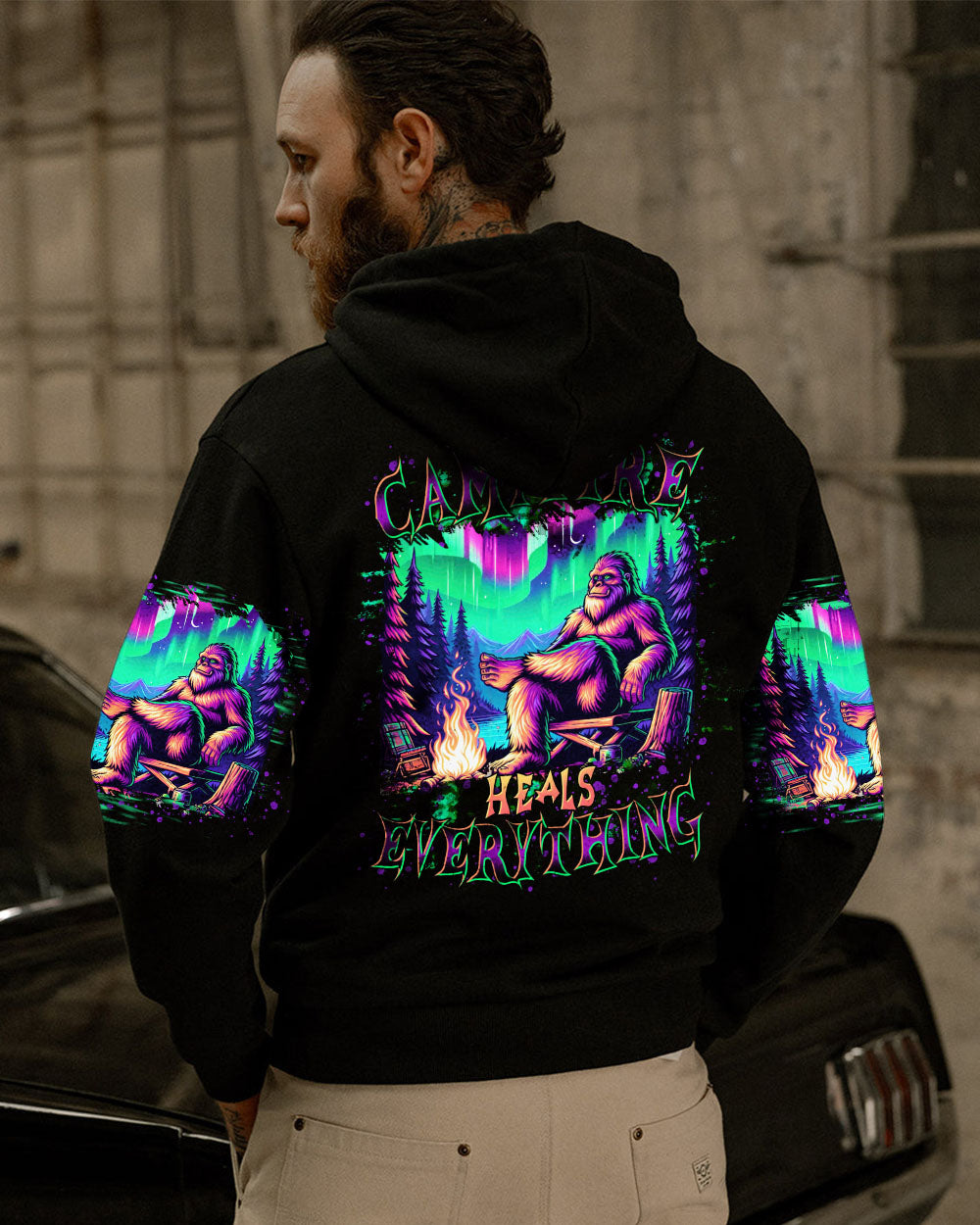 BLISSCORNERS CAMPFIRE HEALS EVERYTHING BIGFOOT ALL OVER PRINT