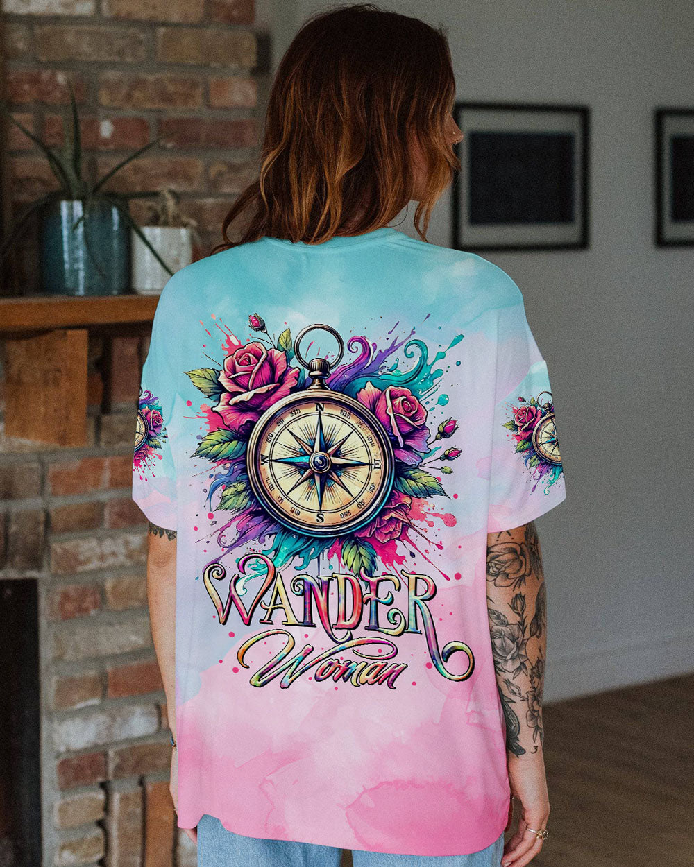 BLISSCORNERS WANDER WOMAN FLORAL COMPASS ALL OVER PRINT