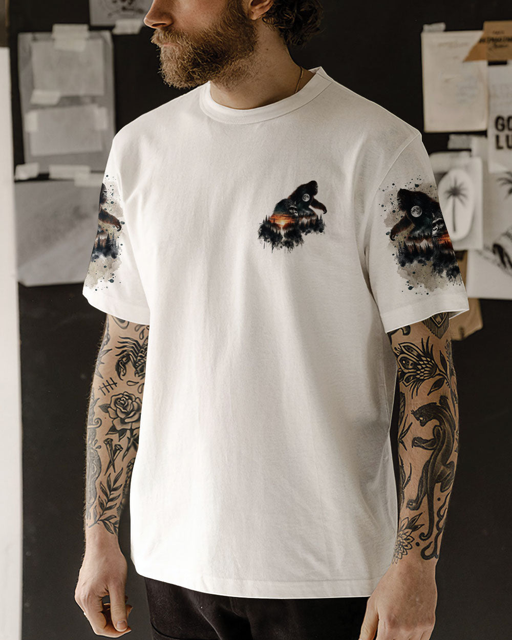 BLISSCORNERS AND INTO THE FOREST I GO BIGFOOT ALL OVER PRINT