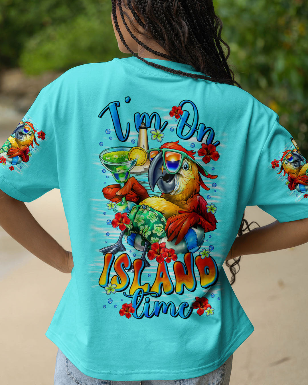 BLISSCORNERS I'M ON ISLAND TIME PARROT ALL OVER PRINT