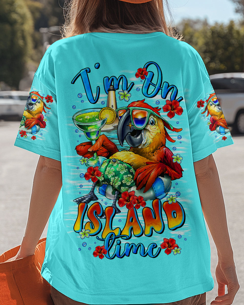 BLISSCORNERS I'M ON ISLAND TIME PARROT ALL OVER PRINT